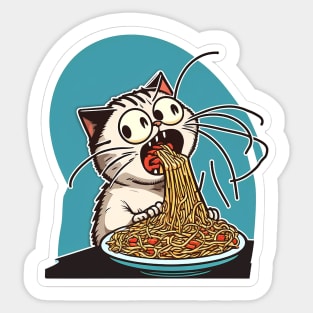 Cat eating spaghetti meme Sticker